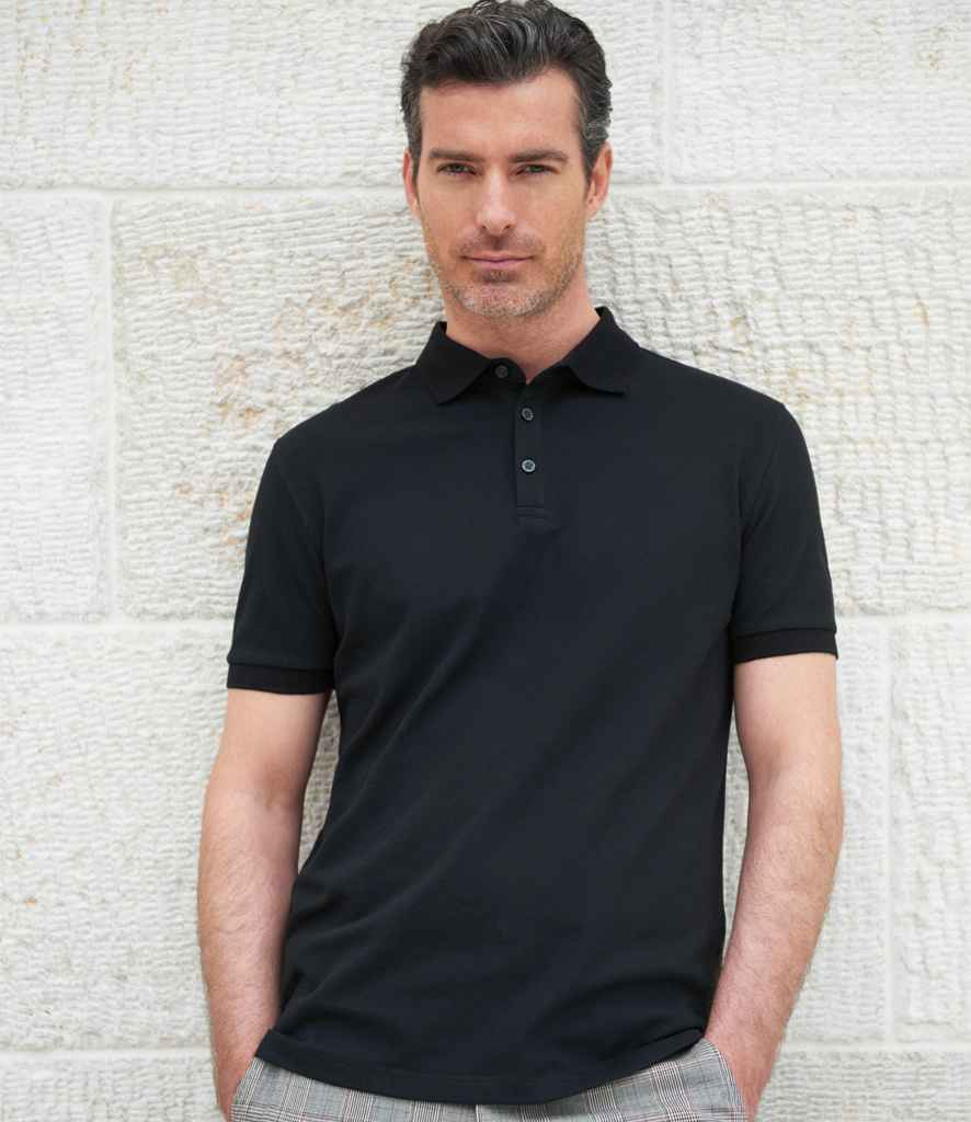 Brook Taverner Hampton Premium Cotton Polo Shirt in Black