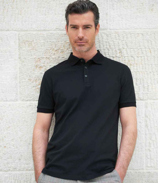 Brook Taverner Hampton Premium Cotton Polo Shirt in Black