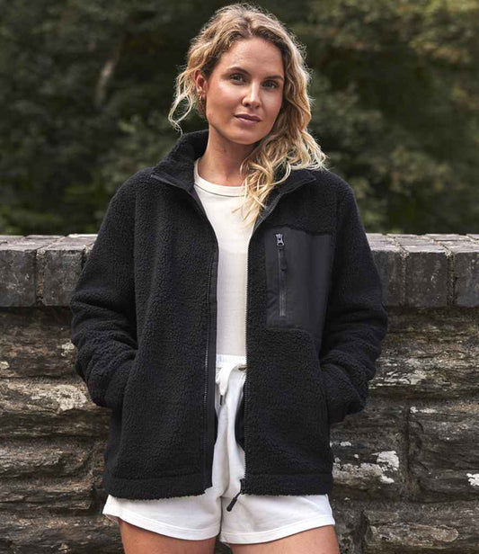 Ravine Unisex Full Zip Borg Fleece Jacket in Black