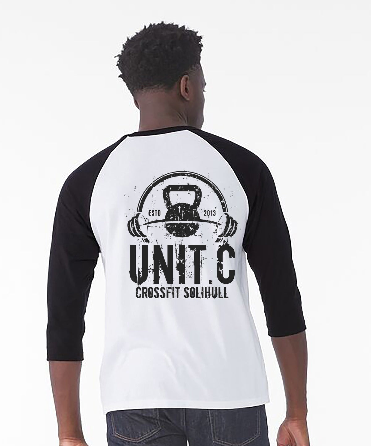 UNIT.C baseball tee worn, back print