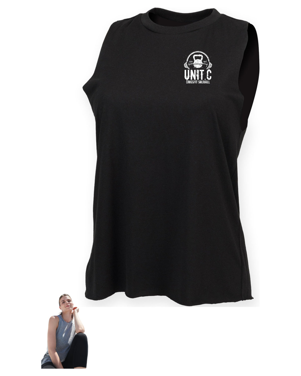 Unit C High Neck Vest front, UNIT.C badge left chest