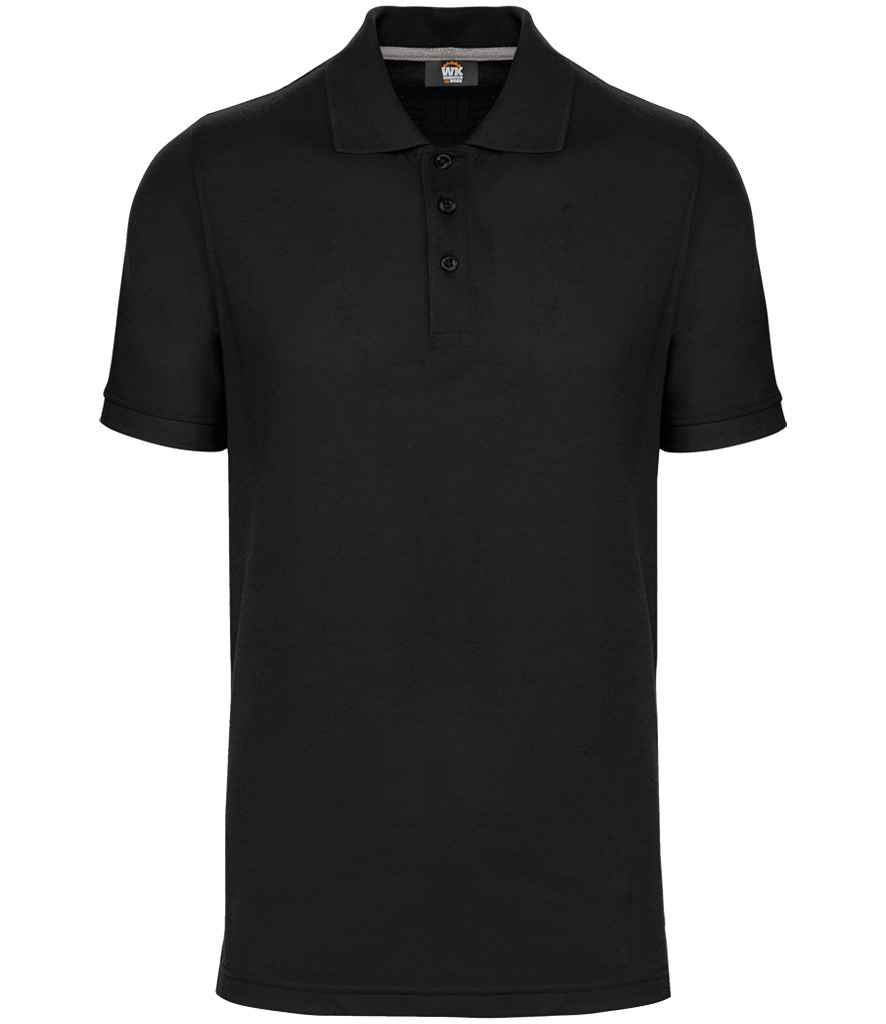 WK Designed to Work Anti-Bacterial Piqué Polo Shirt in Black