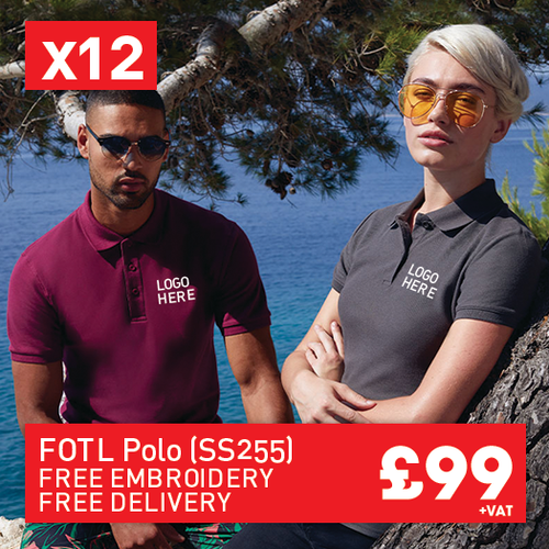 Fruit Of The Loom Polo Shirts embroidered with your logo