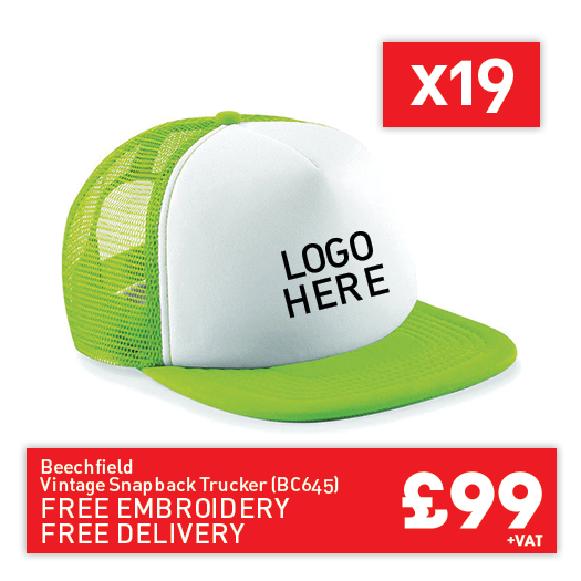 19 x Beechfield Vintage snapback trucker for Only £99 (BC645)