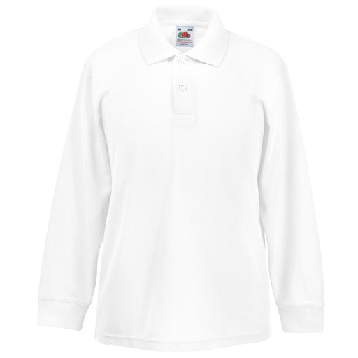 Fruit Of The Loom Kids Long Sleeve 65/35 Polo in White
