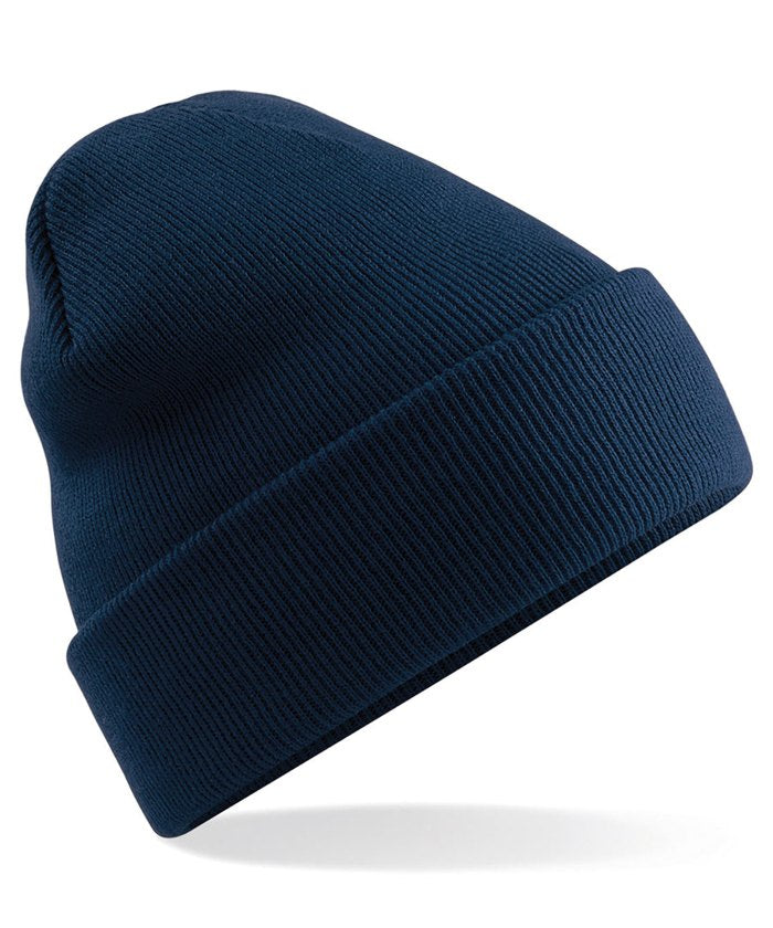 Navy cuffed beanie with your logo embroidered on the cuff